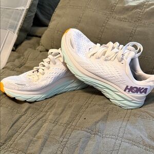 Hoka Women's White and Mint Athletic Shoes
